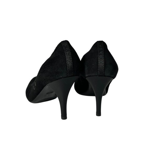 PRADA Kitten Heel Velvet Pumps Black IT 41 US 11 Round Toe Slip On Eyelet Heels - Picture 7 of 9