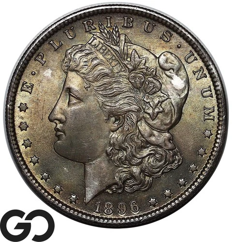 1896 Morgan Silver Dollar Coin, Gorgeous Solid Gem BU++ Toner