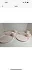 Jeanette pink milk glass feather pattern 1950's snack plates and saucers