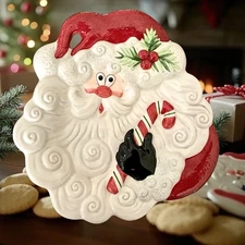 Fritz & Floyd Essentials Santa Cookie Plate Christmas Holiday Decor 10" x 10.5"