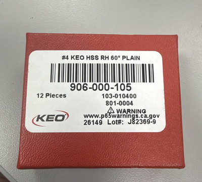 KEO #4 HSS RH 60° Plain Center Drill Bit, 906-000-105