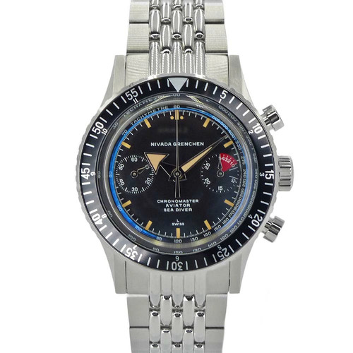 Nivada Grenchen Chronomaster Broad Arrow Black DialWrist Watch USED