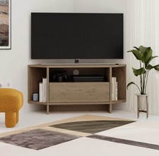 Decortie Viva Single Door 3 Shelf Oak Effect Corner TV Stand