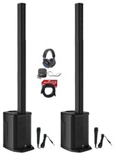  2 Gemini WPX-2000TOGO Rechargeable DJ Line Array Speakers Subs Mics Headphones