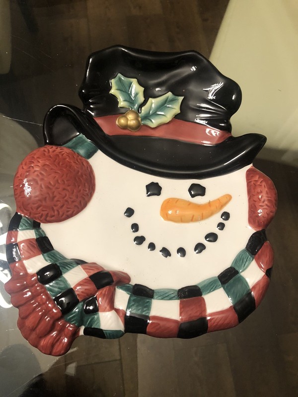 Vintage Fitz & Floyd Essentials Frosty Friends Snowman Plate Christmas