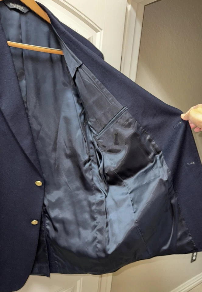LN MENS 46 REGULAR JOS. A. BANK 100% CASHMERE BLAZER JACKET NAVY BLUE - Image 4 of 4
