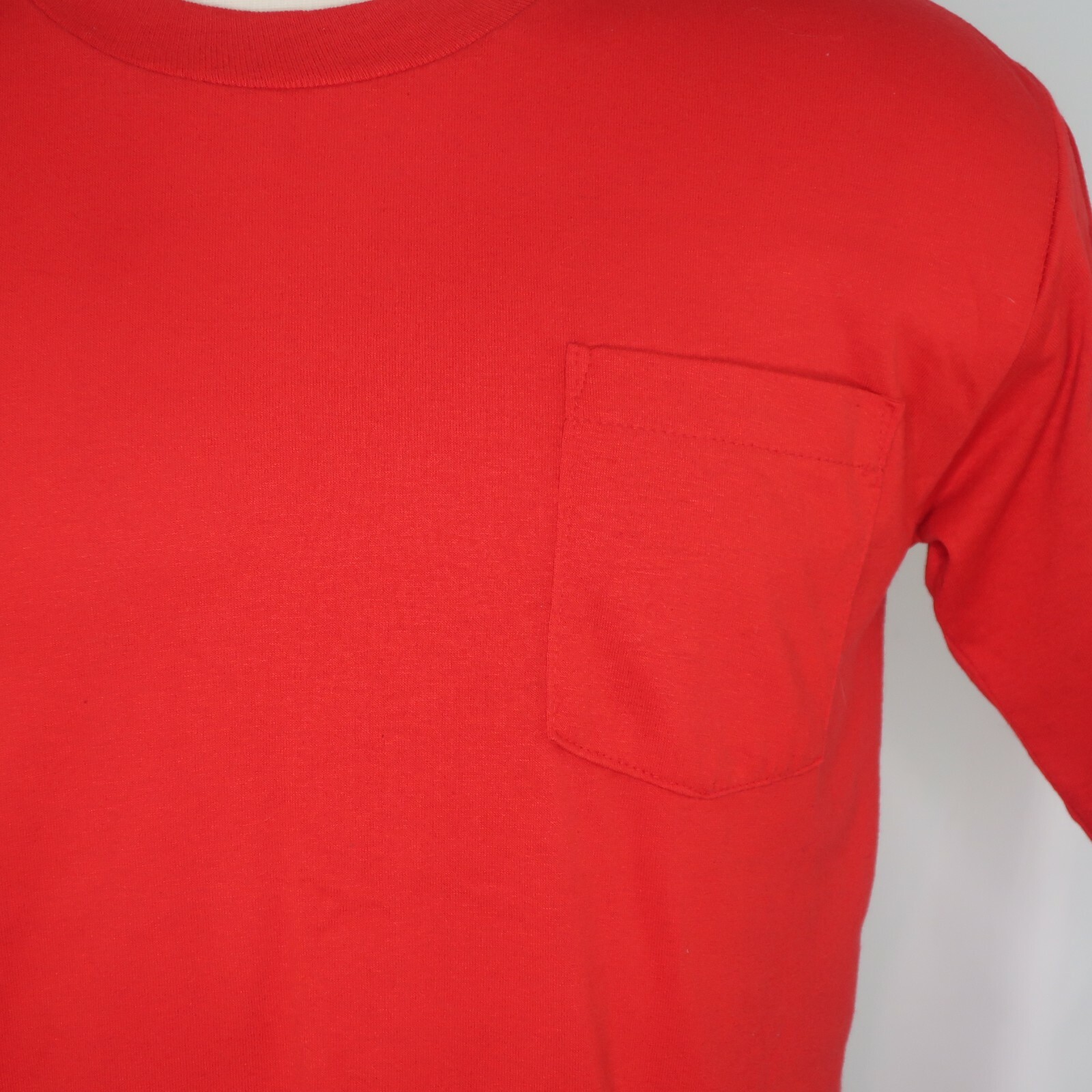 VTG 80s Red Blank Solid Crew Neck Single Stitch F… - image 2