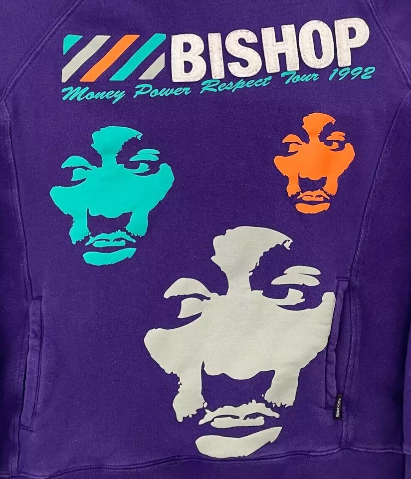 Suéter Tupac Shakur 2Pac adulto pequeno roxo suco de bispo filme bolsos masculino P - Imagem 3 de 4