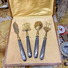 ancien service a gateau kouglof argent fourré et metal doré epoque 1900 st LXV
