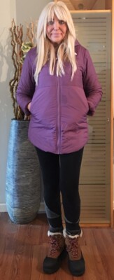 North Face Coat Girls Reversible Purple Faux Fur Jacket Hooded XL Fits Womens