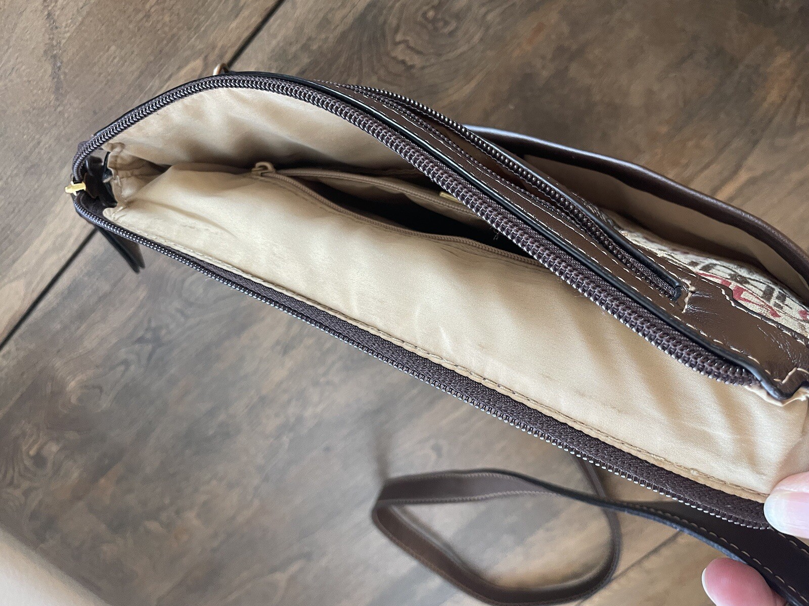 GIANI BERNINI Leather Canvas Logo Patchwork Cross… - image 20