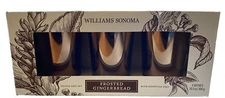 Williams Sonoma 3 Votive Candle Gift Set Frosted Gingerbread New in Box 3" Tall