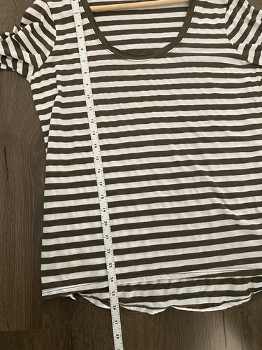 MICHAEL STARS Striped Long Sleeve Top Supima OS Fits Most Olive Green White - Afbeelding 7 van 7
