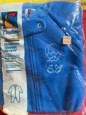 Vintage NOS Carters 1-2 years Childrens Blue One Piece Pajama Blanket Sleeper