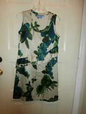  SIMPLY VERA WANG DRESS SMALL SATIN FLORAL RUFFLES SPANDEX
