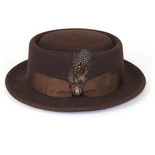 Mens Bruno Capelo Dress Hat Australian Wool Crushable Pork Pie Jazz PP101 Brown