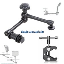 US 11" Friction Articulating Magic Arm Clamp Crab Clip for DSLR Camera LED Light