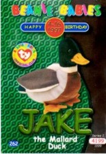 TY BEANIE BABIES SERIES 2 FOIL HAPPY BIRTHDAY CARD 262 GREEN JAKE MALLARD DUCK