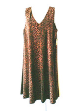 NEW WOMEN'S AK ANNE KLEIN ANIMAL PRINT V-NECK SLEEVELESS DRESS SIZE S $99 MSRP