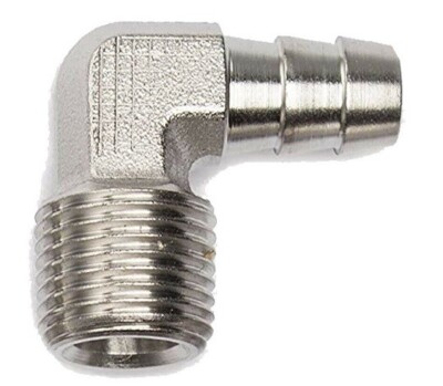 (Ships Fast) 3/8'' Hose Barb x 1/4'' NPT 316 Stainless Steel 90 Elbow Fitting