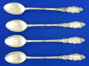 4 FOUR Gorham Luxembourg Sterling Silver Iced Tea Spoons 7 1/2" 118.9 GR NO Mono