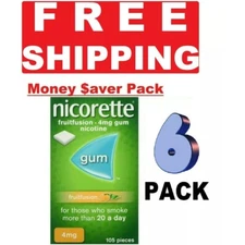 6 x Nicorette Gum FRUIT FUSION 4mg 105Pieces
