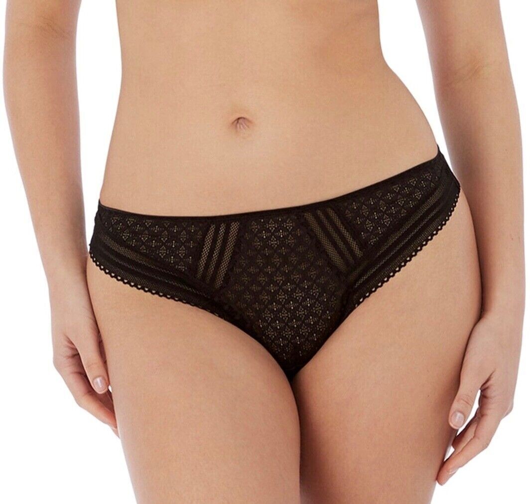Freya Viva Lace Brazilian Brief Size L 14 16 Noir Black Knickers Lingerie 5647
