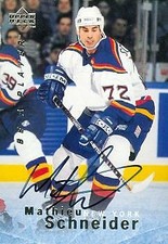 Mathieu Schneider autographed Hockey Card (Islanders) 1996 Upper Deck #S20