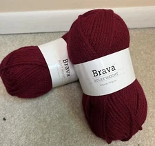 2 Skeins Knit Picks We Crochet Brava Bulky Weight Yarn Wine Red