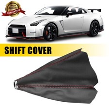 Black Real Leather Red Stitch Manualauto Gear Shift Knob Shifter Boot Cover