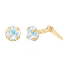9ct yellow gold 3.5mm Andralok Aurora Borealis crystal earrings 