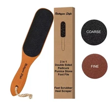 Rattygan Style Pedicure Foot File, Wooden Pedicure Feet Scrubber with Handle