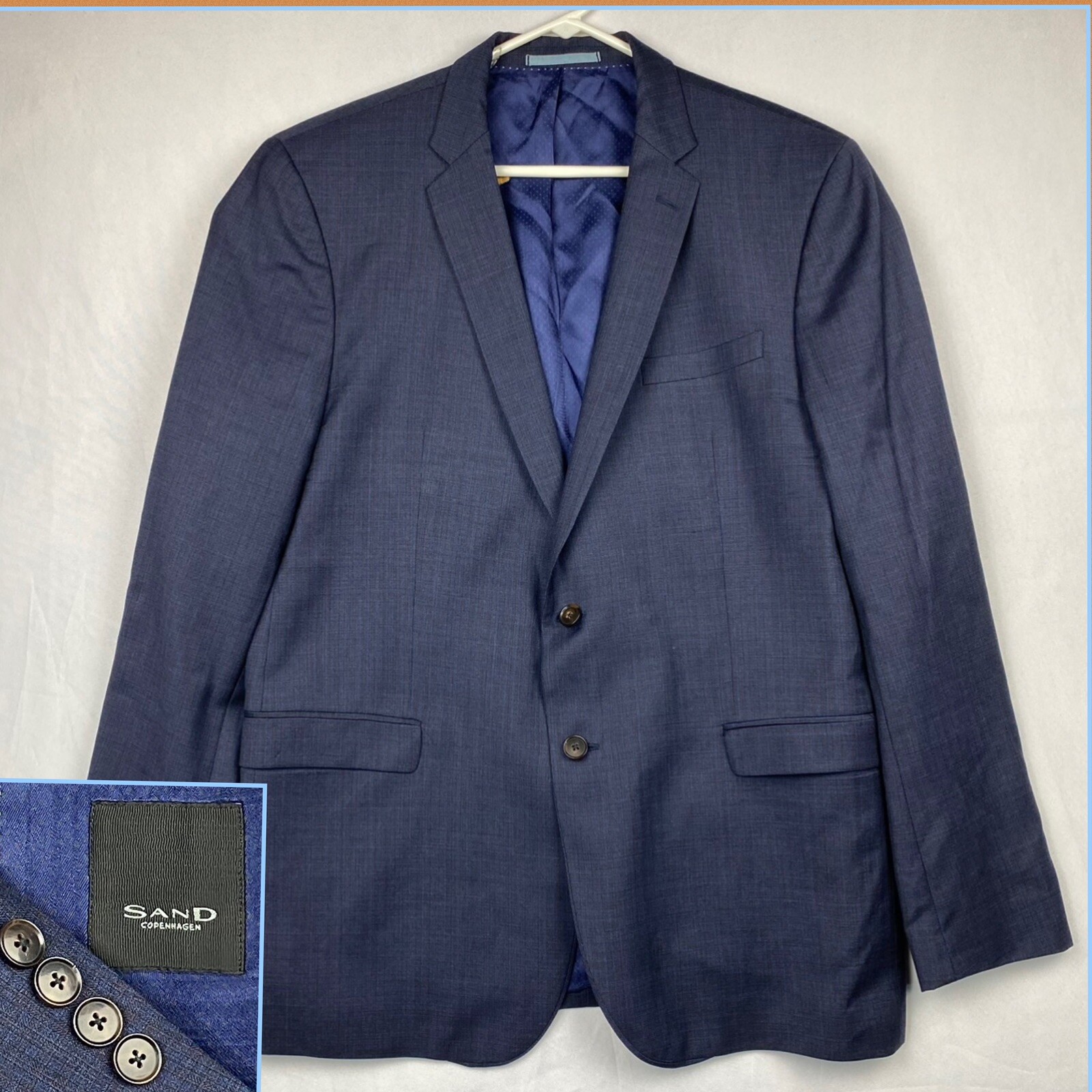 SAND Copenhagen Mens Wool Sport Coat Navy Blue 44R RE… Gem