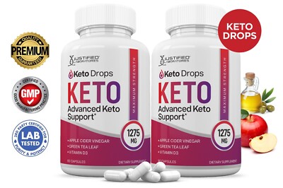 Keto Drops Keto ACV Pills 1275 MG Stronger Than Gummies Keto Support 2 Bottle