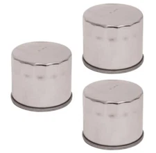 Mid-USA 87172 (x3) Chrome Oil Filter 99-Earlier Big Twin 5 Speed OEM 63796-77T