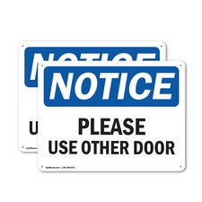  2 Pack Please Use Other Door OSHA Notice Sign Decal Metal Plastic