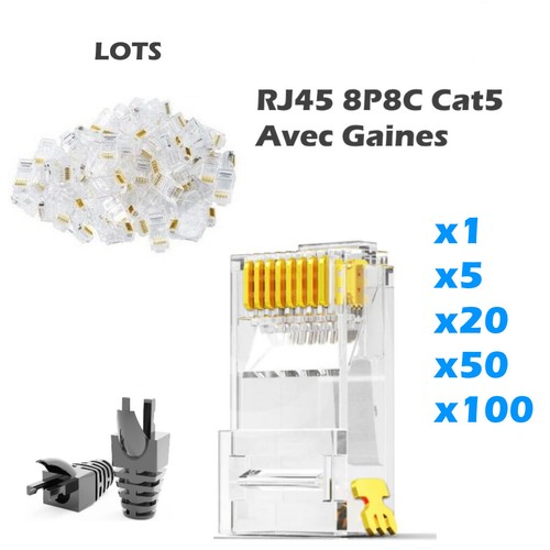 Lot de 1 à 150 fiches RJ45 (CAT 5) Connecteurs réseau ,Prises Ethernet, Embouts - 第 1/4 張圖片