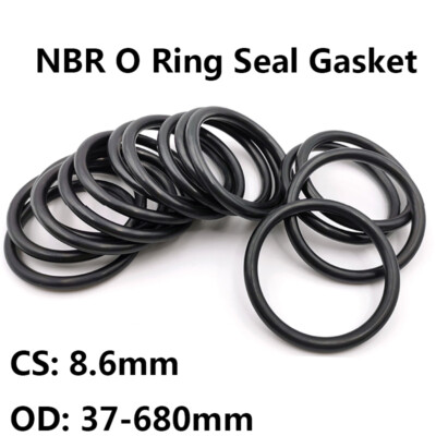 NBR O Ring Seal Gasket CS 8.6mm OD 37-680mm Nitrile Rubber Spacer Oil Resistance