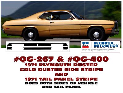 GE-QG-267 QG-400 - 1971 PLYMOUTH GOLD DUSTER - SIDE STRIPE & TAIL PANEL STRIPE