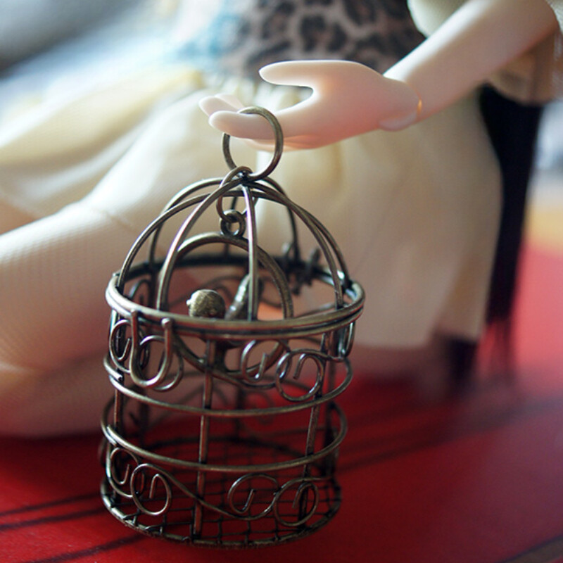 1/6 Scale Dollhouse Miniatures Accessories Bronze Vintage Birdcage