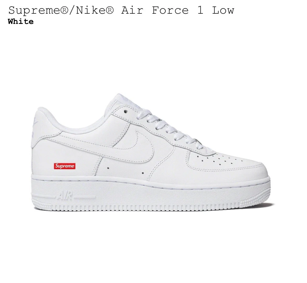 Tout neuf Supreme x Nike Air Force 1 blanc bas homme   Taille 9,5   CU9225 100
