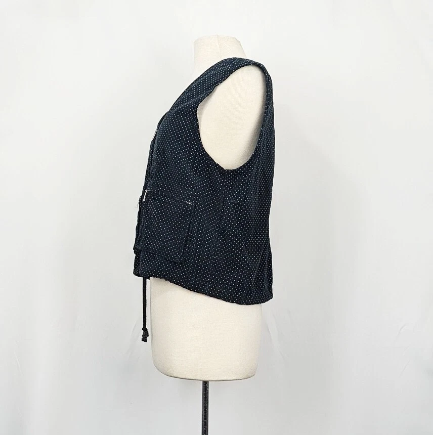 Chaleco Esprit Vintage Años 90 Azul Marino Gris Lunares Pana Cremallera Misses Talla L Foto 4 de 4