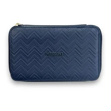 Missoni Delta Airlines Amenity Kit Bag *EMPTY* Travel Navy Blue Toiletry Makeup