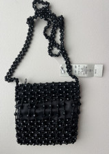 CACHE Women's Small Black Beaded Evening HandBag NEW w TAGS