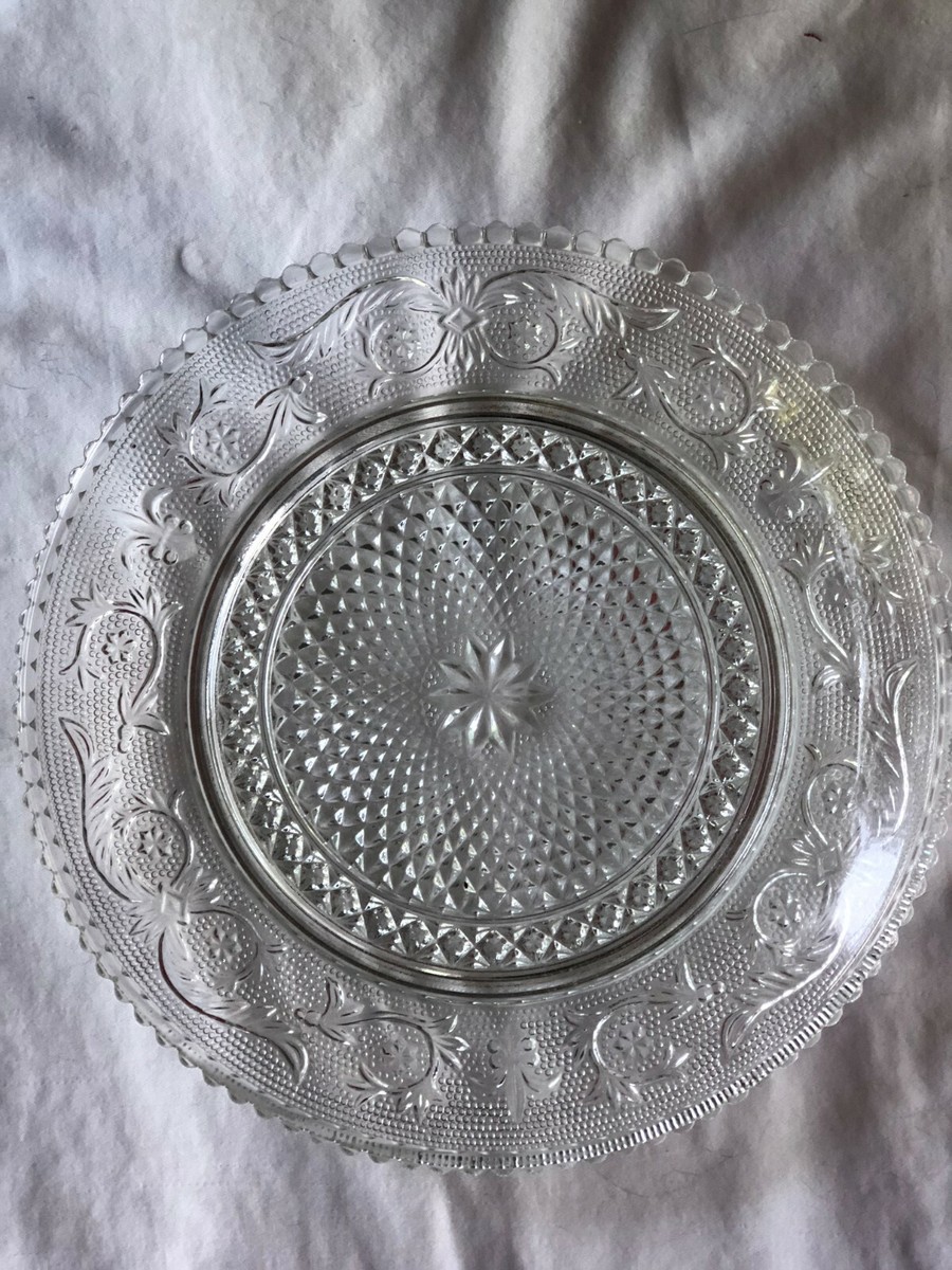 2 Crystal Pattern Glass Plates 9.5 inches Sandwich | eBay