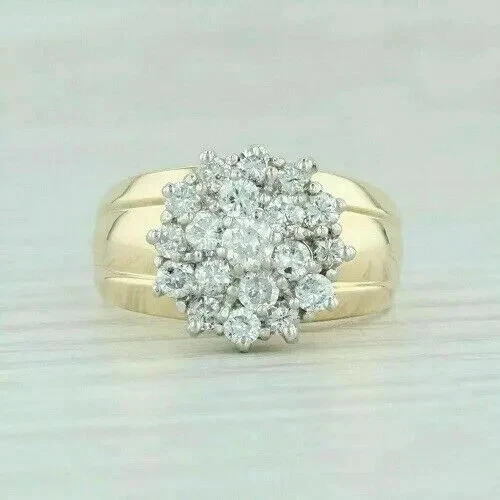 Vintage 2Ct Diamond Waterfall Lab Created 14K Yellow Gold Plated Cocktail Ring