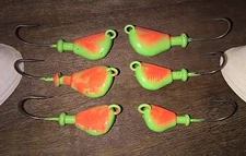 10 4/0 Hooks SPARKIE BLACKFISH Jigs Heads Tautog Tog Green w/Orange T&A JIGS