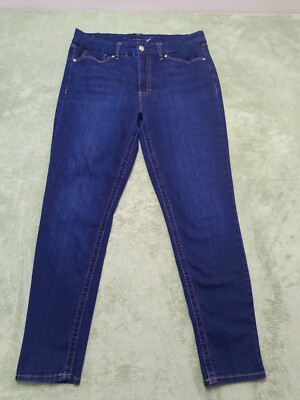 Seven Women's Size 16 Tummyless High Rise Skinny Jeans Blue Cotton Blend  Zip