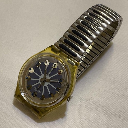 Funzionamento confermato 1992 modello Swatch segmenti blu testato F/S - Foto 2 di 7
