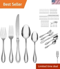 Elegant 45-Piece Stainless Steel Flatware Set, Service for 8 - Dishwasher Safe